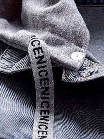 Women's hooded large pocket denim jacket - Hiccupzz