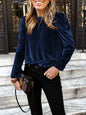 Women's velvet puff long sleeve temperament top - Hiccupzz