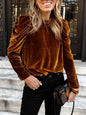 Women's velvet puff long sleeve temperament top - Hiccupzz