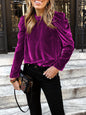 Women's velvet puff long sleeve temperament top - Hiccupzz