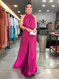 New sleeveless strappy casual backless halterneck pleated dress - Hiccupzz
