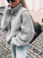 New thick-needle half turtleneck pullover bat-sleeve sweater loose large sweater - Hiccupzz