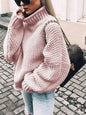 New thick-needle half turtleneck pullover bat-sleeve sweater loose large sweater - Hiccupzz