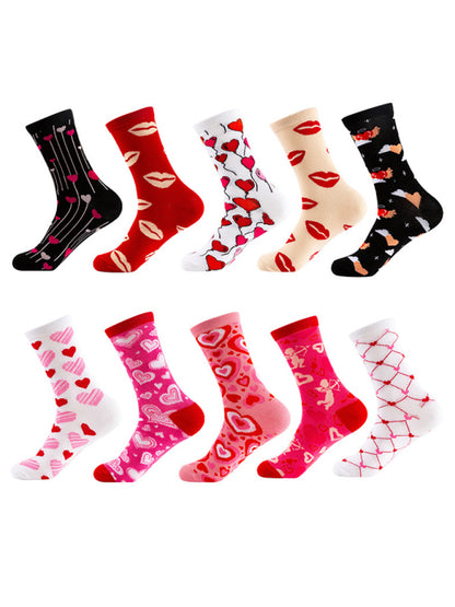 New Valentine's Day Series Mid-calf Socks Knitted Jacquard Cotton Socks Heart Pattern - Hiccupzz