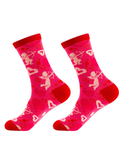 New Valentine's Day Series Mid-calf Socks Knitted Jacquard Cotton Socks Heart Pattern - Hiccupzz