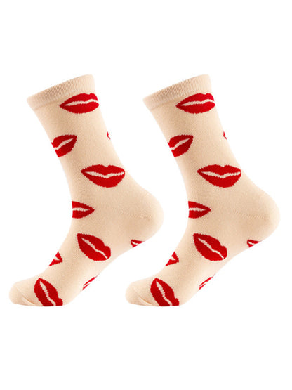 New Valentine's Day Series Mid-calf Socks Knitted Jacquard Cotton Socks Heart Pattern - Hiccupzz