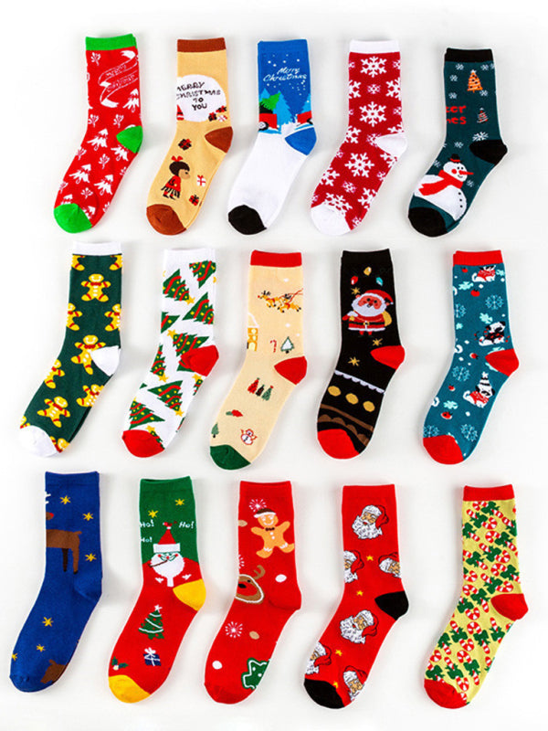 New autumn and winter Christmas mid-calf socks Christmas socks - Hiccupzz