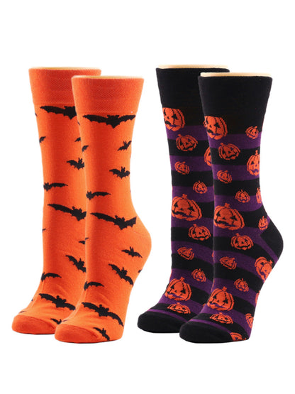 New Autumn and Winter Halloween Pumpkin Devil Bat Cartoon Mid-calf Socks - Hiccupzz