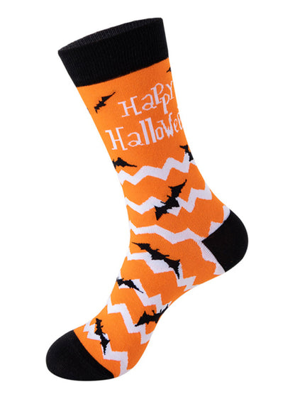 New Trendy Halloween Socks Mid-Tube Skull Vampire Pumpkin Bat Funny Socks - Hiccupzz