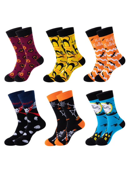 New Trendy Halloween Socks Mid-Tube Skull Vampire Pumpkin Bat Funny Socks - Hiccupzz