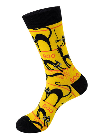New Trendy Halloween Socks Mid-Tube Skull Vampire Pumpkin Bat Funny Socks - Hiccupzz