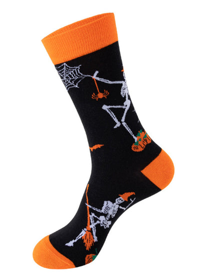 New Trendy Halloween Socks Mid-Tube Skull Vampire Pumpkin Bat Funny Socks - Hiccupzz