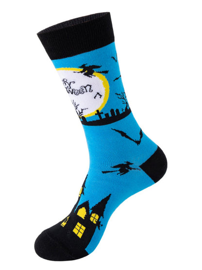 New Trendy Halloween Socks Mid-Tube Skull Vampire Pumpkin Bat Funny Socks - Hiccupzz