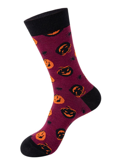 New Trendy Halloween Socks Mid-Tube Skull Vampire Pumpkin Bat Funny Socks - Hiccupzz