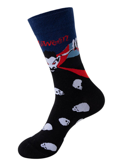 New Trendy Halloween Socks Mid-Tube Skull Vampire Pumpkin Bat Funny Socks - Hiccupzz