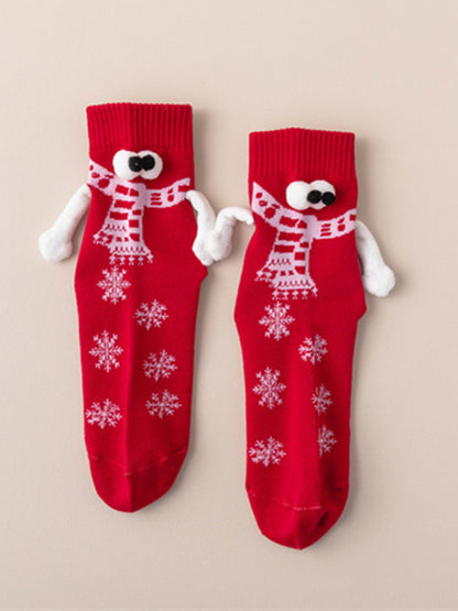 New Christmas gift knitted holding hands socks magnetic socks funny personalized couple socks - Hiccupzz