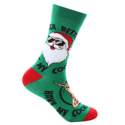 New Christmas mid-calf socks Santa Claus pure cotton socks - Hiccupzz