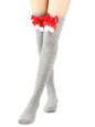New bow Christmas socks ball socks over the knee socks women's long Christmas striped stockings - Hiccupzz
