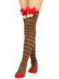 New bow Christmas socks ball socks over the knee socks women's long Christmas striped stockings - Hiccupzz