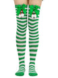 New bow Christmas socks ball socks over the knee socks women's long Christmas striped stockings - Hiccupzz