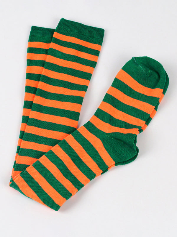 New daily casual over-the-knee socks for women long Christmas and Halloween striped stockings - Hiccupzz