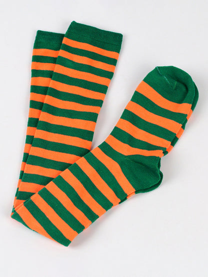 New daily casual over-the-knee socks for women long Christmas and Halloween striped stockings - Hiccupzz