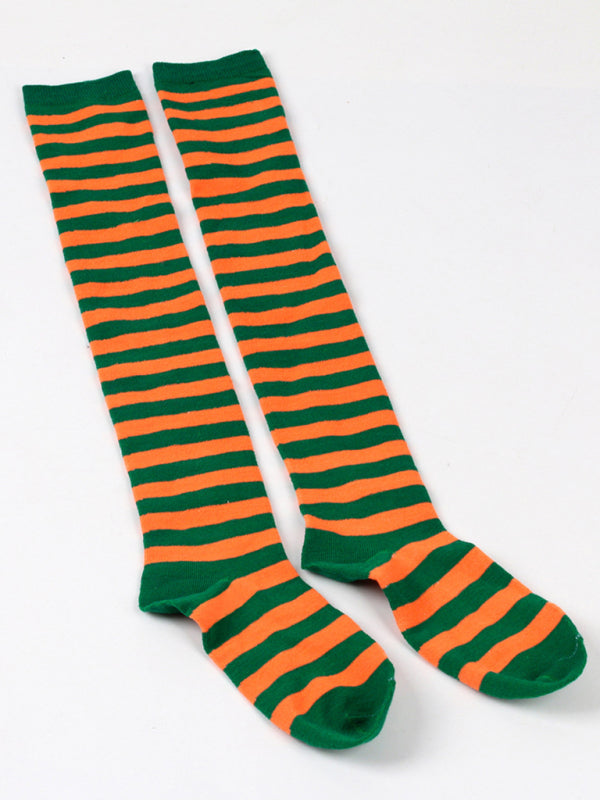 New daily casual over-the-knee socks for women long Christmas and Halloween striped stockings - Hiccupzz