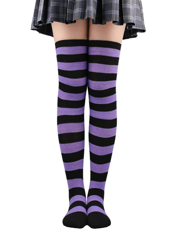 New daily casual over-the-knee socks for women long Christmas and Halloween striped stockings - Hiccupzz