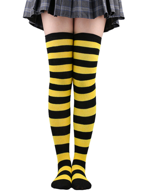 New daily casual over-the-knee socks for women long Christmas and Halloween striped stockings - Hiccupzz