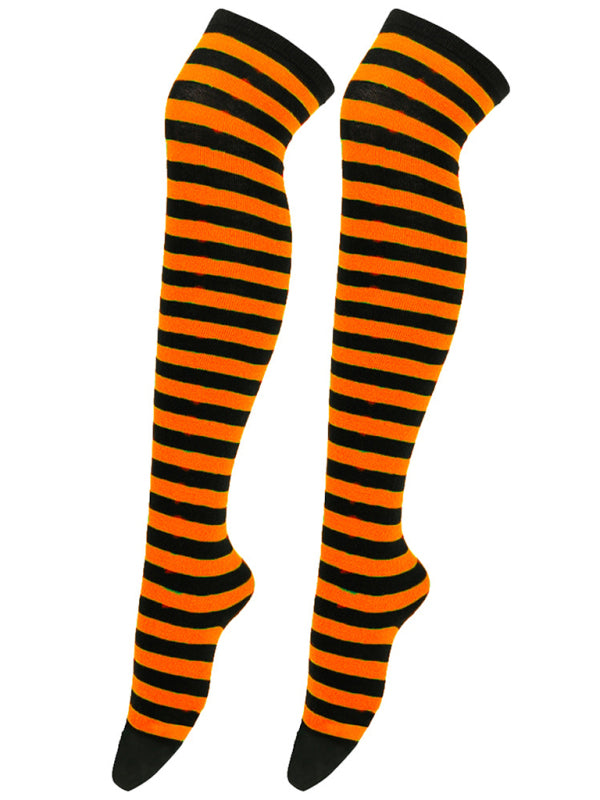 New daily casual over-the-knee socks for women long Christmas and Halloween striped stockings - Hiccupzz