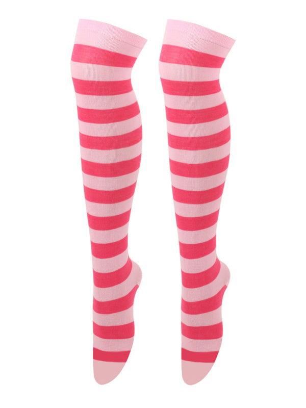 New daily casual over-the-knee socks for women long Christmas and Halloween striped stockings - Hiccupzz