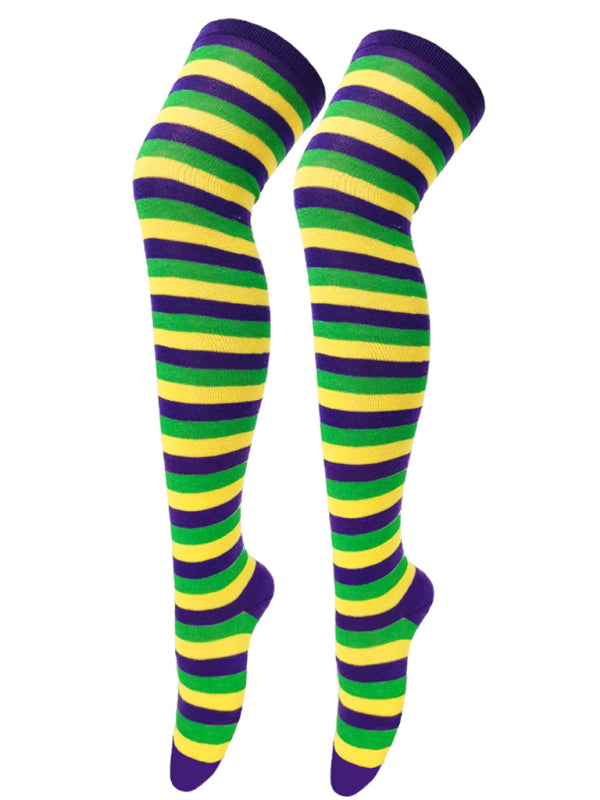 New daily casual over-the-knee socks for women long Christmas and Halloween striped stockings - Hiccupzz