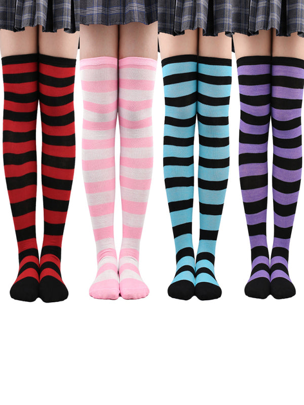 New daily casual over-the-knee socks for women long Christmas and Halloween striped stockings - Hiccupzz