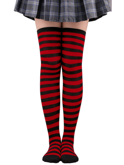 New daily casual over-the-knee socks for women long Christmas and Halloween striped stockings - Hiccupzz
