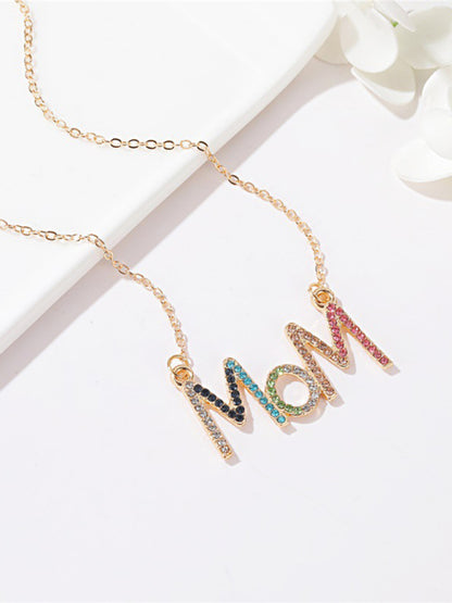 MOM letter necklace creative colored diamond English letter clavicle chain Mother's Day gift - Hiccupzz