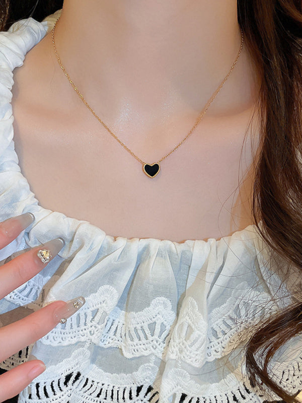 Simple temperament, fashion niche and versatile double-sided love clavicle chain necklace - Hiccupzz