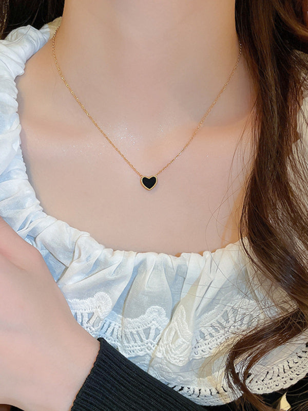 Simple temperament, fashion niche and versatile double-sided love clavicle chain necklace - Hiccupzz