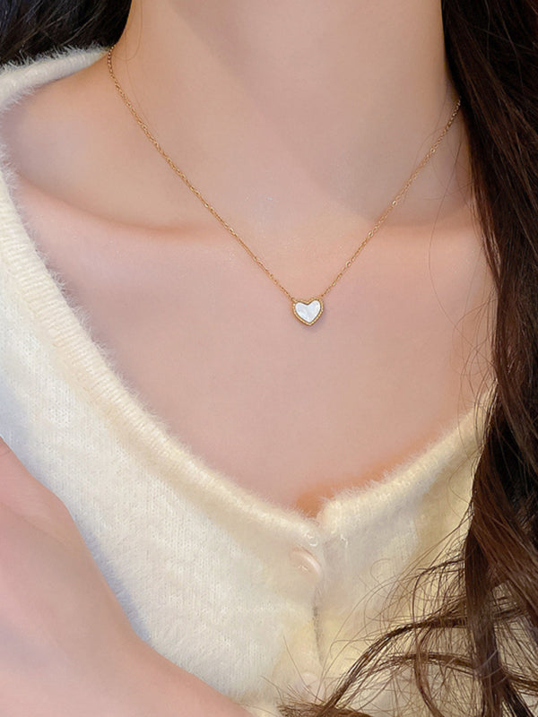 Simple temperament, fashion niche and versatile double-sided love clavicle chain necklace - Hiccupzz