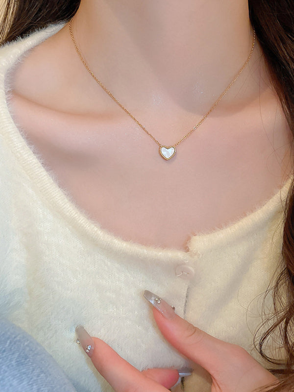 Simple temperament, fashion niche and versatile double-sided love clavicle chain necklace - Hiccupzz