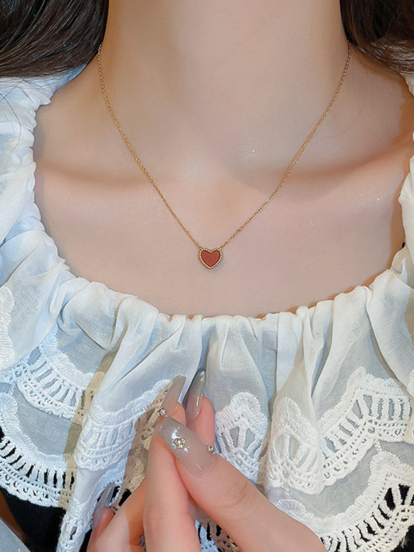 Simple temperament, fashion niche and versatile double-sided love clavicle chain necklace - Hiccupzz