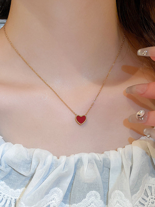 Simple temperament, fashion niche and versatile double-sided love clavicle chain necklace - Hiccupzz