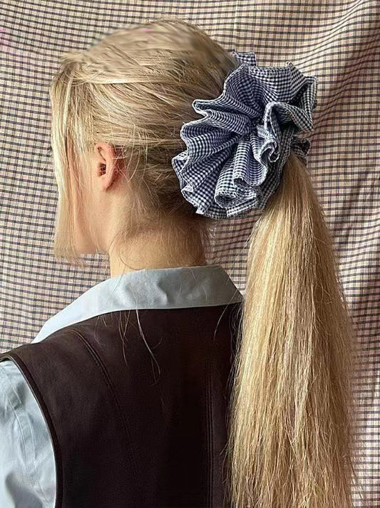 cute Four-layer plaid lace hair tie