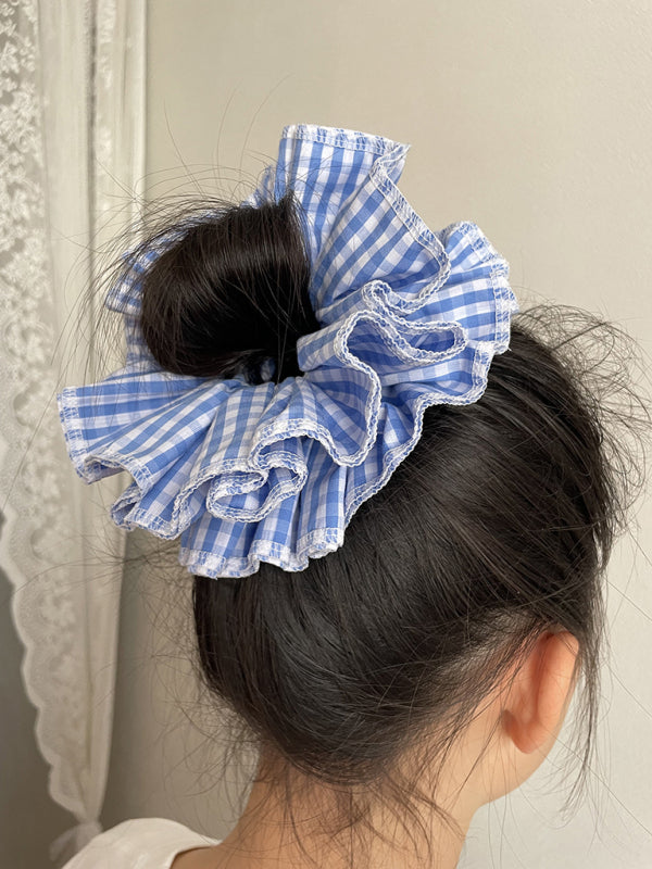 cute Four-layer plaid lace hair tie