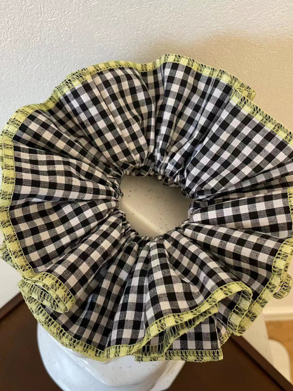 cute Four-layer plaid lace hair tie