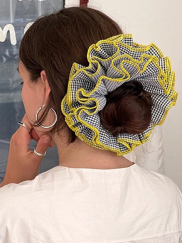 cute Four-layer plaid lace hair tie