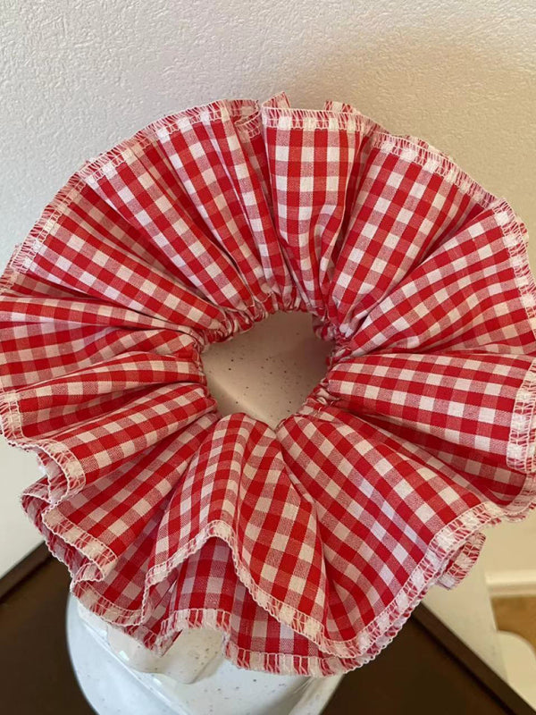cute Four-layer plaid lace hair tie