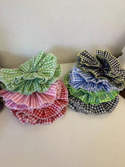 cute Four-layer plaid lace hair tie