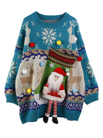 New Santa Sock Pocket New Fawn Knitted Sweater