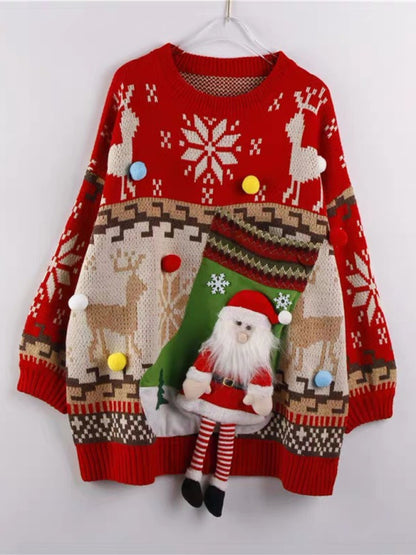 New Santa Sock Pocket New Fawn Knitted Sweater