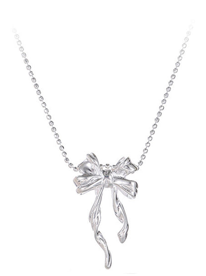 Women's New Sterling Silver Bow Ribbon Versatile Necklace - Hiccupzz